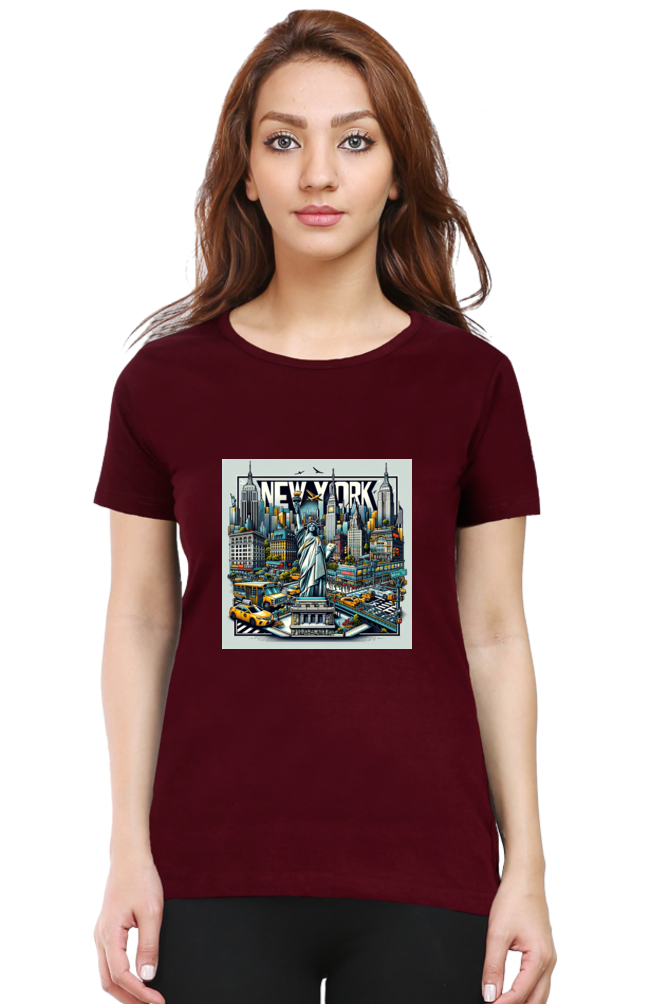 New York Women's Maroon T-Shirt
