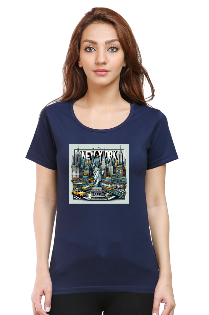 New York Women's Navy Blue T-Shirt