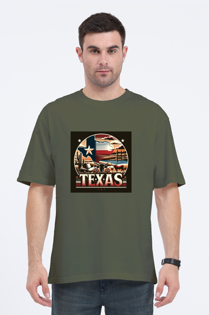 Texas Olive Green Oversized T-Shirt