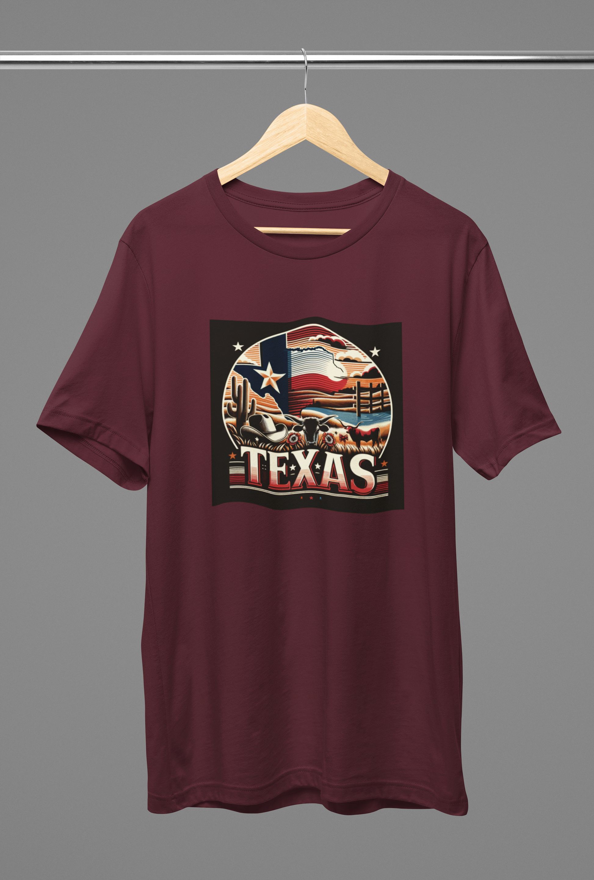 Texas Maroon Oversized T-Shirt