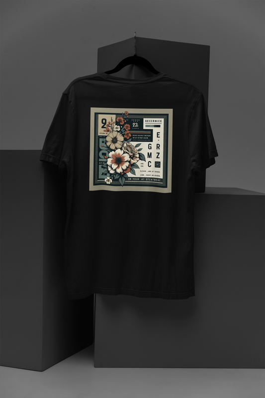 Vintage Blossom Black Oversized T-Shirt